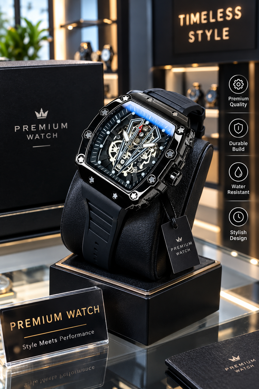 Men’s Black Chronograph Watch – Stylish & Modern Wristwatch